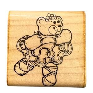 DOTS Vintage 1989 Ballet Bear G102 Rubber Stamp